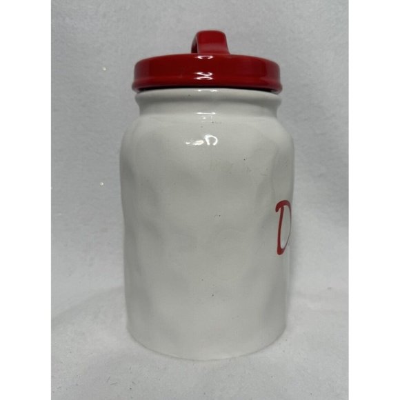 “Dash” White Ceramic Red Lid Canister Unbranded - Picture 2 of 7